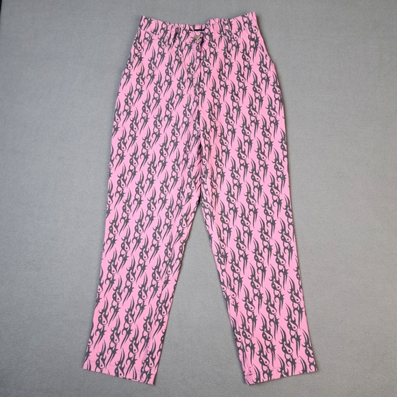 Y2K Local Heroes‎ Love Pink Pants Women's 4 Small Tribal Yin Yang AOP Mid-Rise - Picture 1 of 11